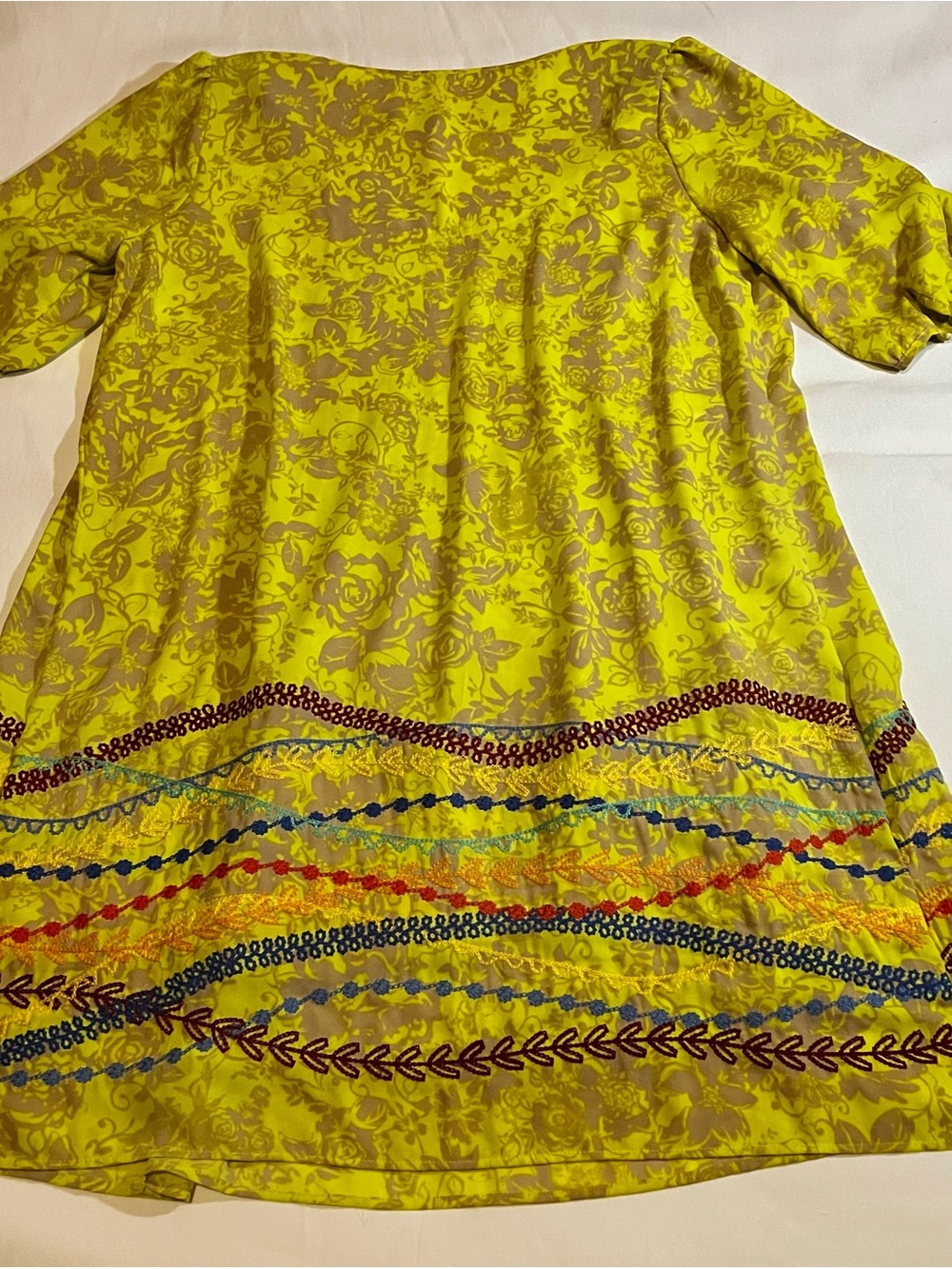 Boho Yellow Floral Embroidered Tunic Dress - Picture 8 of 8